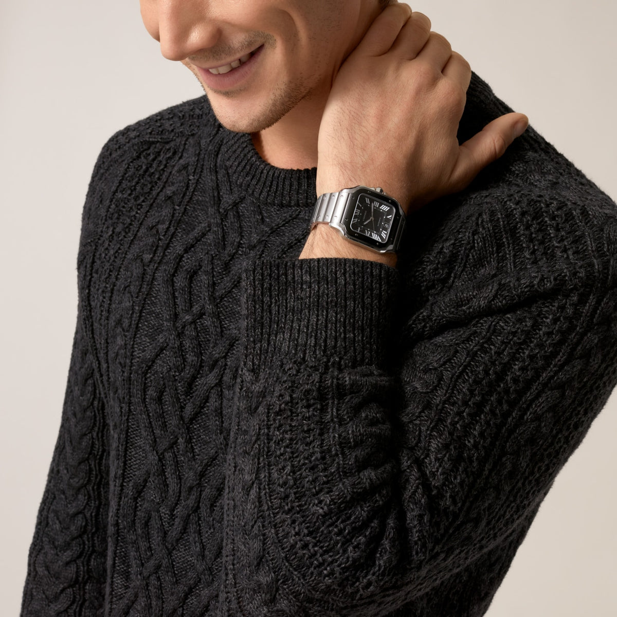 Reloj Cartier Santos Grande Acero ADLC Esfera Gris WSSA0037