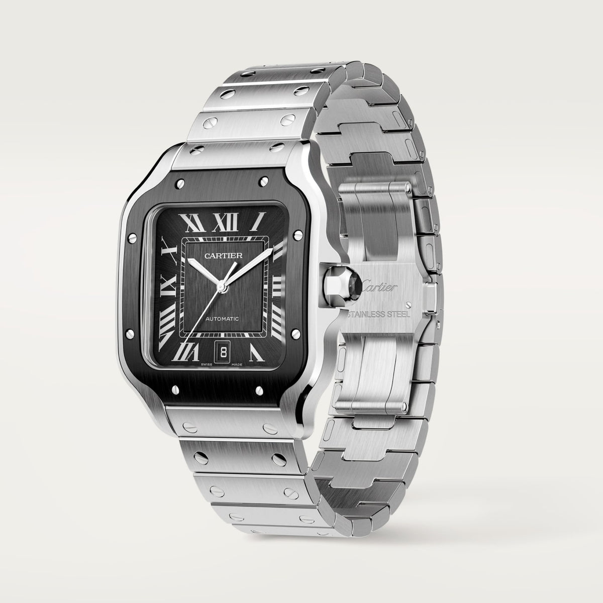 Reloj Cartier Santos Grande Acero ADLC Esfera Gris WSSA0037