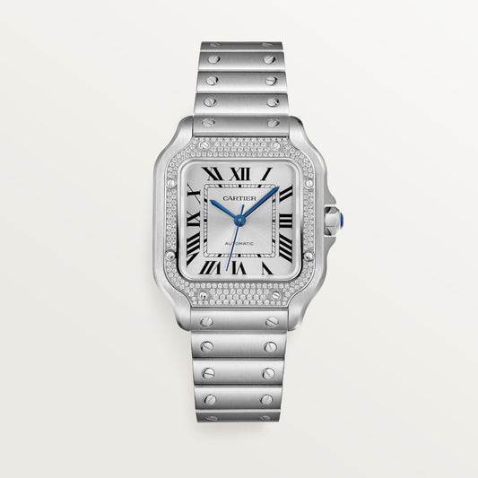 Reloj Cartier Santos Mediano Acero con Diamantes W4SA0005
