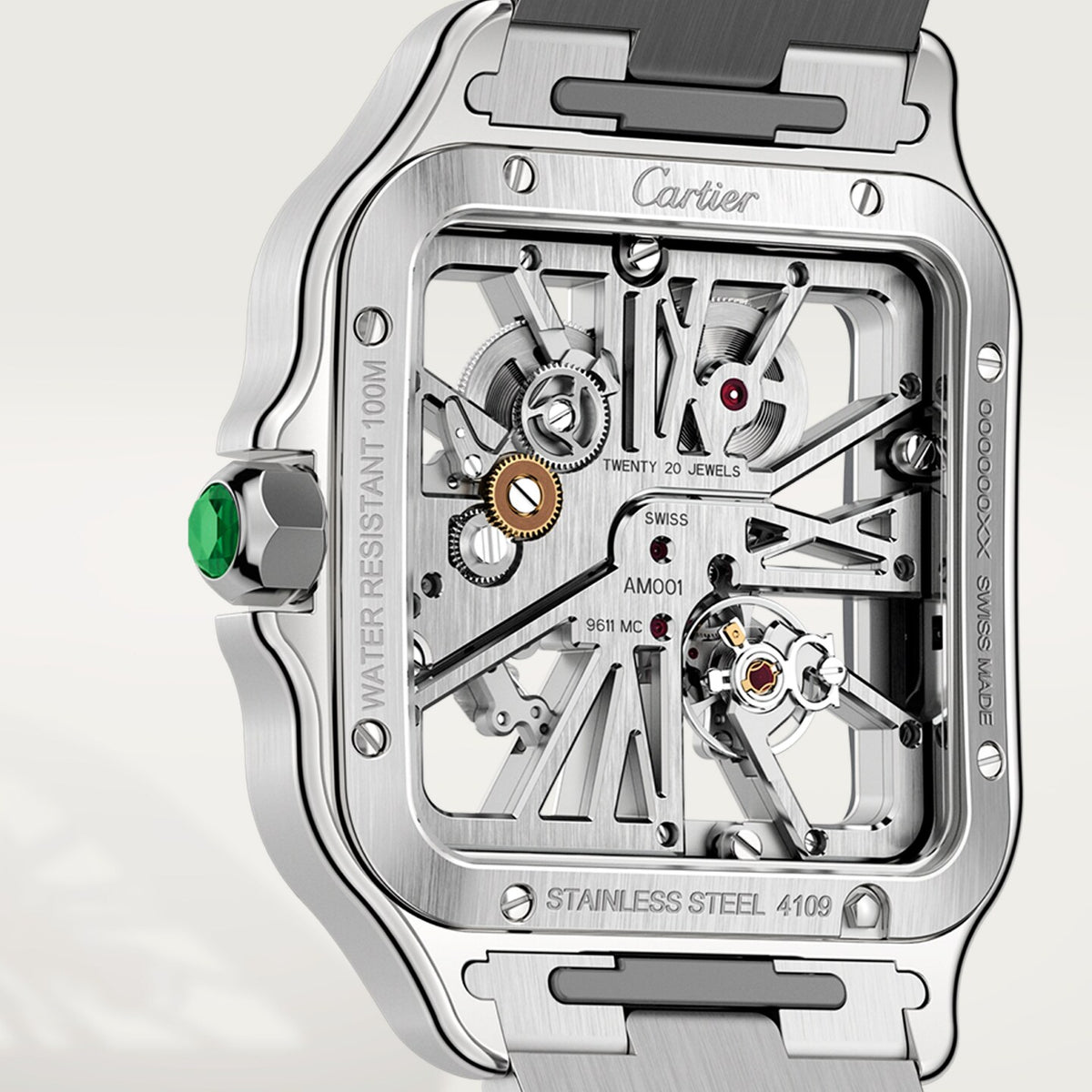 Reloj Cartier Santos Esqueleto Grande Acero WHSA0028