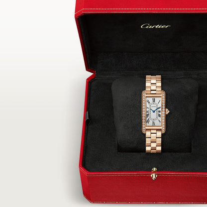 Reloj Cartier Tank Américaine Pequeño Oro Rosa con Diamantes Brazalete WJTA0056