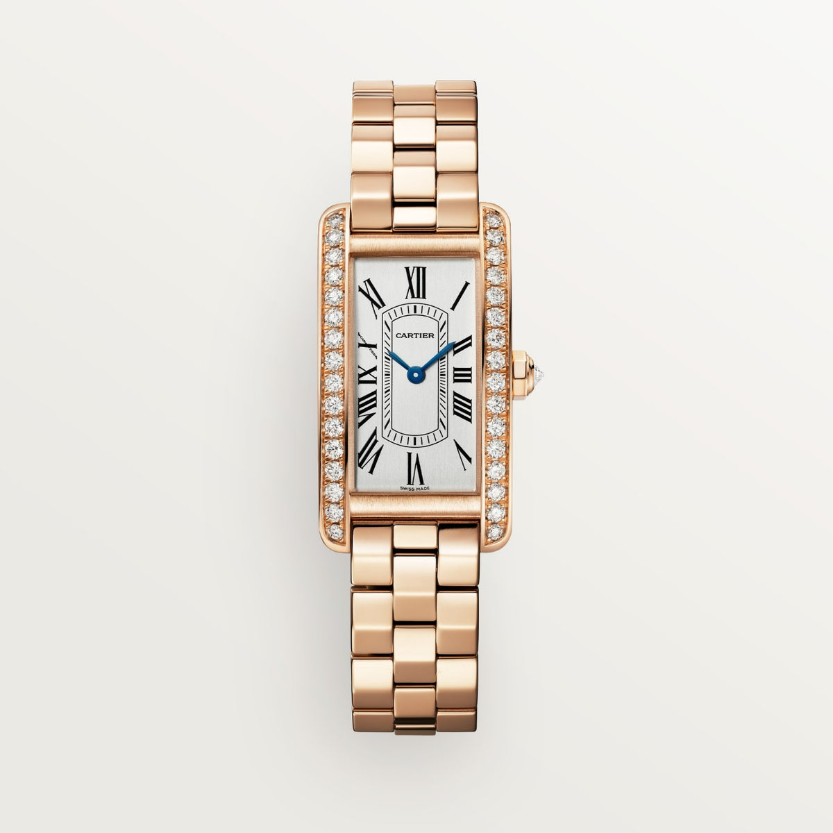 Reloj Cartier Tank Américaine Pequeño Oro Rosa con Diamantes Brazalete WJTA0056