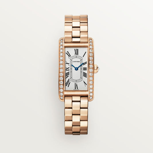 Reloj Cartier Tank Américaine Pequeño Oro Rosa con Diamantes Brazalete WJTA0056
