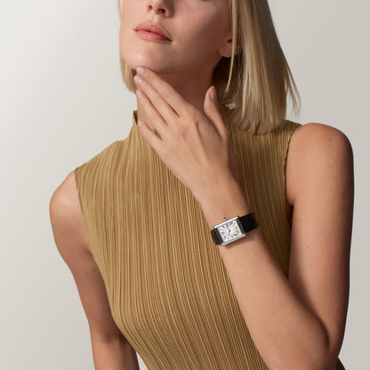 Reloj Cartier Tank Must SolarBeat Grande Acero Correa Negra WSTA0138