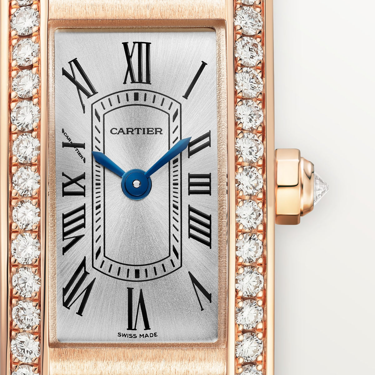 Reloj Cartier Tank Américaine Mini Oro Rosa con Diamantes Brazalete WJTA0057