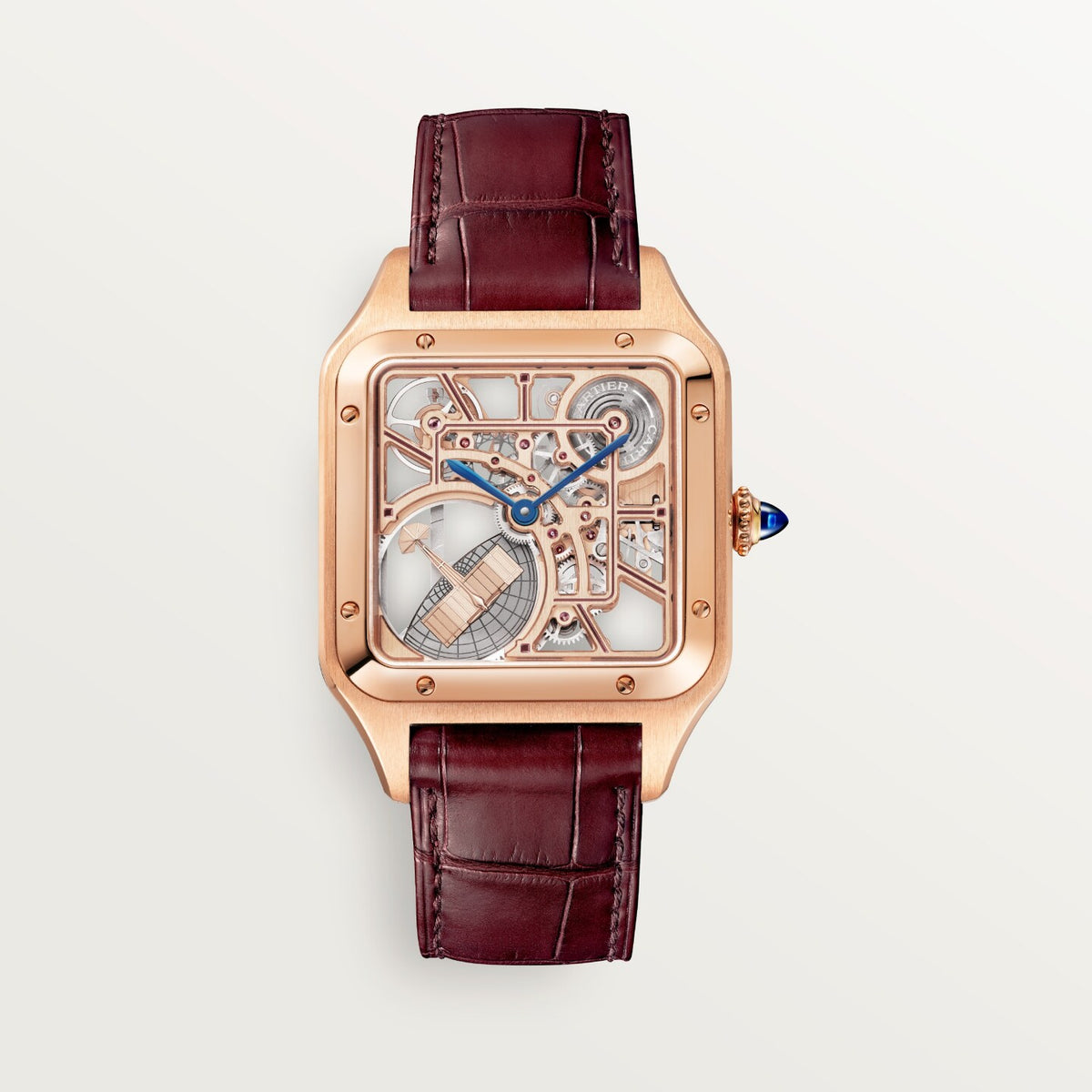 Reloj Cartier Santos-Dumont Esqueleto Microrrotor Oro Rosa WHSA0030