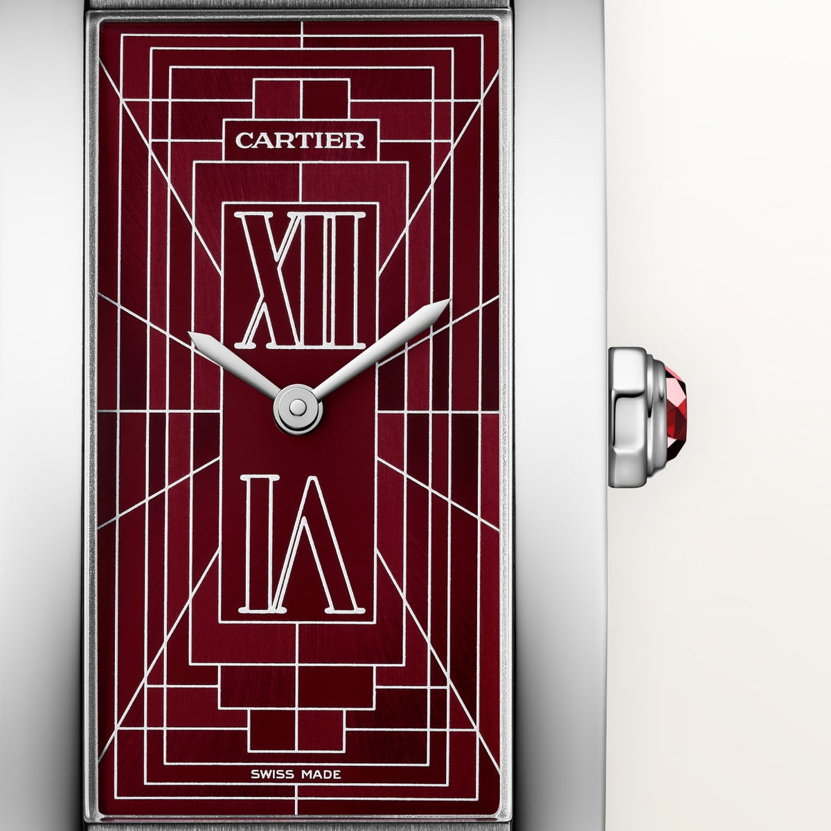 Reloj Cartier Tank Américaine Grande Platino Esfera Burdeos WGTA0371