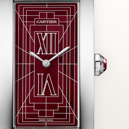 Reloj Cartier Tank Américaine Grande Platino Esfera Burdeos WGTA0371