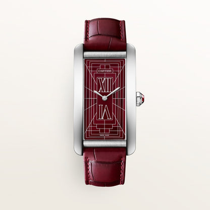 Reloj Cartier Tank Américaine Grande Platino Esfera Burdeos WGTA0371