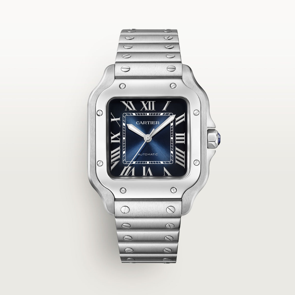 Reloj Cartier Santos Mediano Acero Esfera Azul WSSA0063