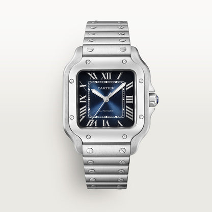 Reloj Cartier Santos Mediano Acero Esfera Azul WSSA0063
