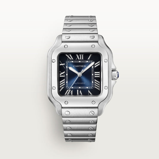 Reloj Cartier Santos Mediano Acero Esfera Azul WSSA0063