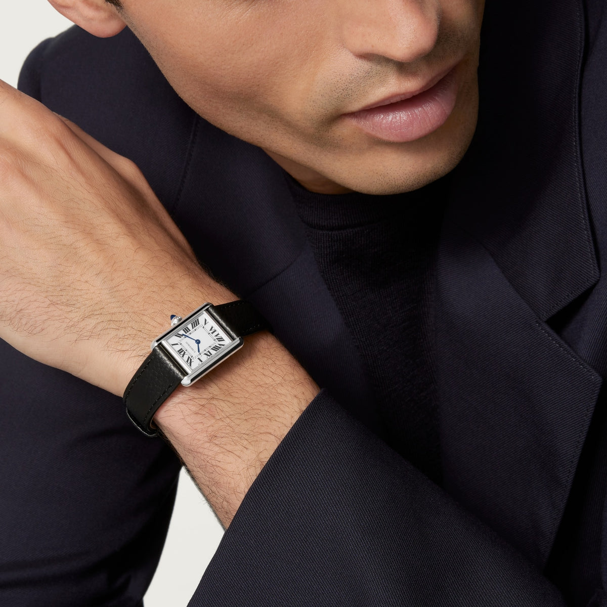 Reloj Cartier Tank Must SolarBeat Pequeño Acero Correa Negra WSTA0137