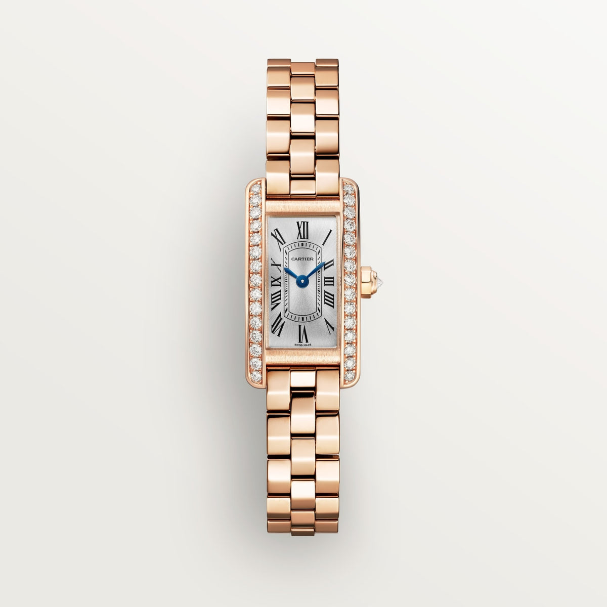 Reloj Cartier Tank Américaine Mini Oro Rosa con Diamantes Brazalete WJTA0057