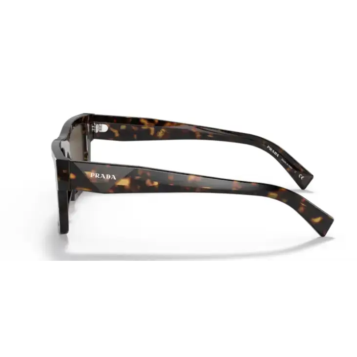 Gafas de sol PRADA 19WS 2AU8C1 Carey con lente Marrón Oscuro en superficie blanca