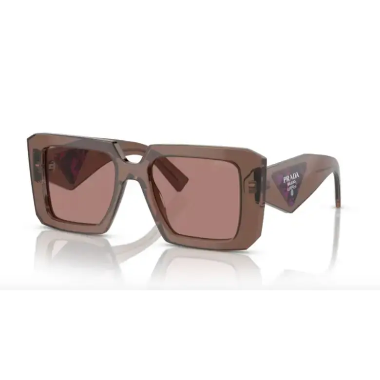 Gafas de sol Prada 23YS 17O60B en marrón traslúcido con lentes marrón claro fabricadas en