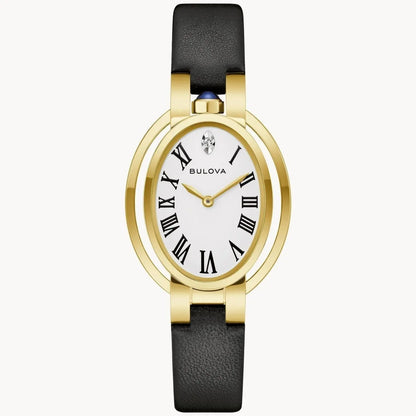 Reloj Bulova Mujer Rubaiyat. Reloj Cuero Negro 97P180 Bulova